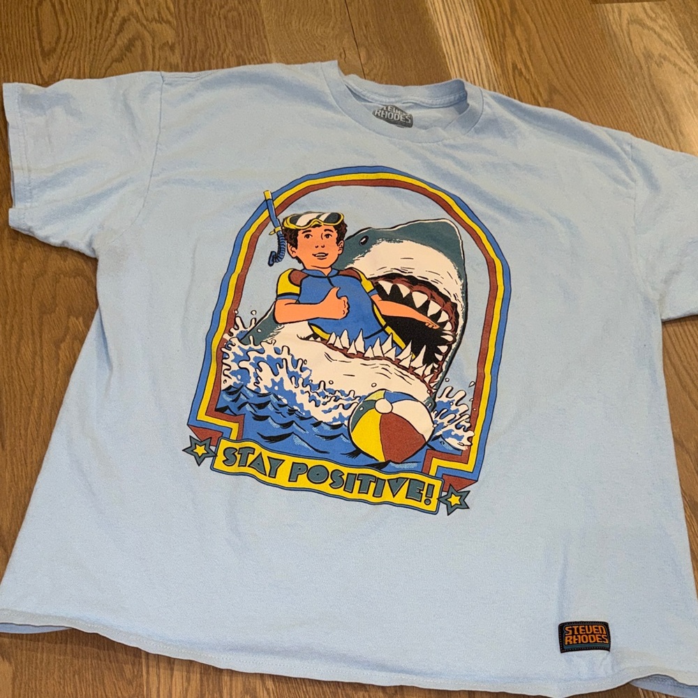 Steven Rhodes Stay Positive Shark Graphic Tee